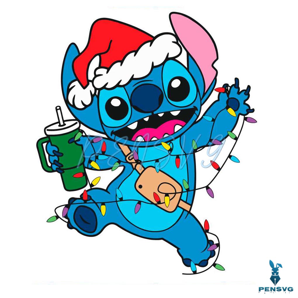 Stitch Christmas Lights Stanley SVG
