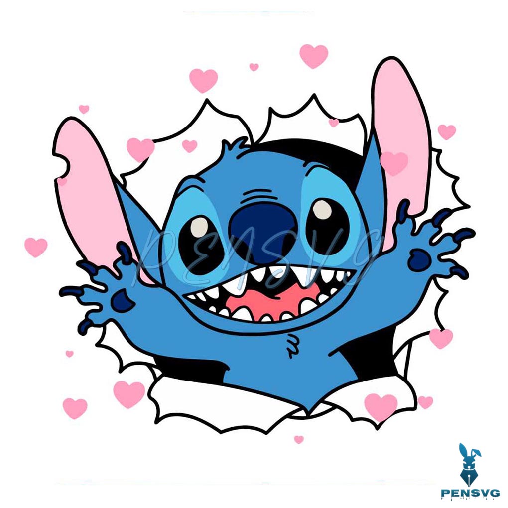 Stitch Cute Happy Valentine SVG