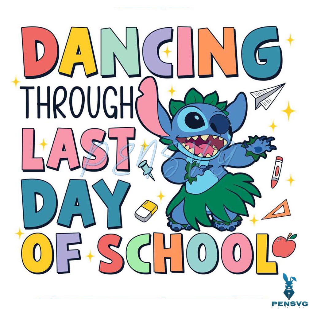 Stitch Dancing Through Last Day Of School PNG
