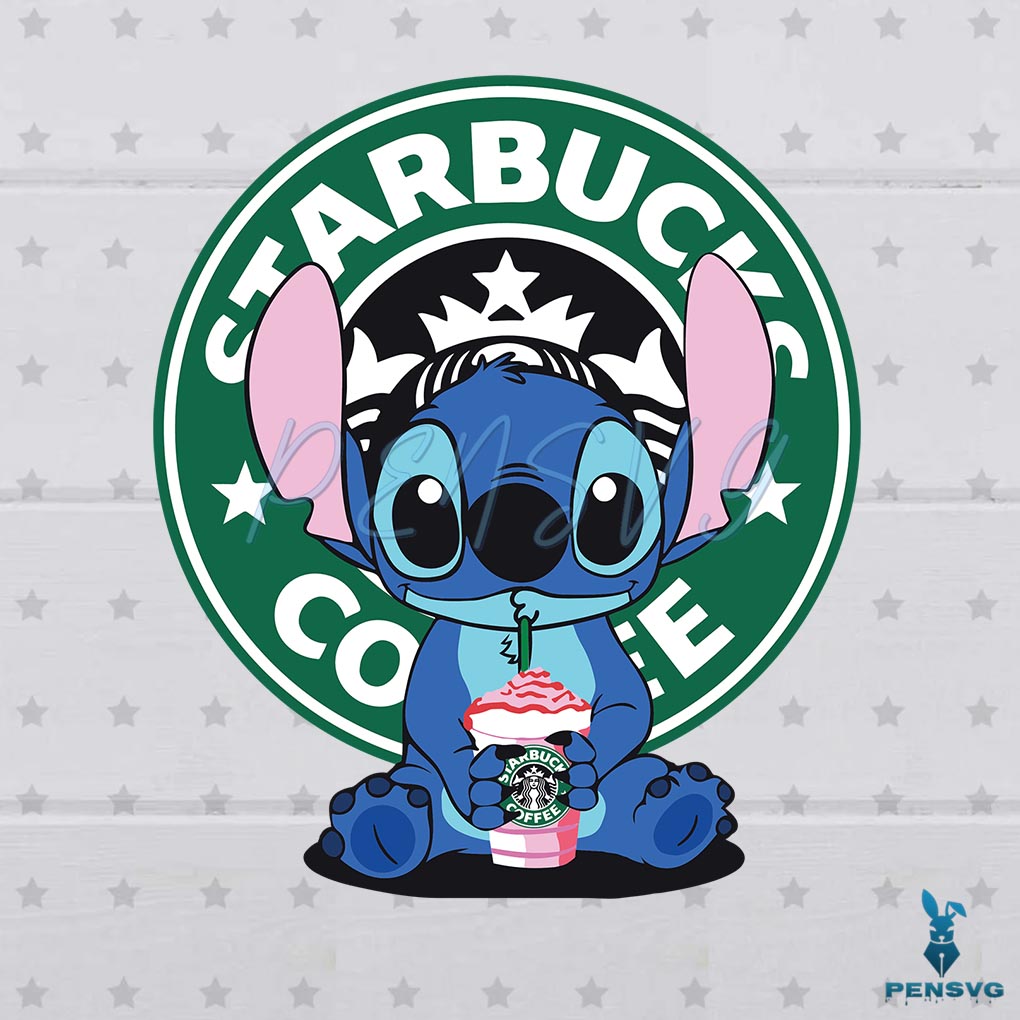 Stitch Drinking Starbucks Coffee SVG Digital File, Stitch Coffee Svg