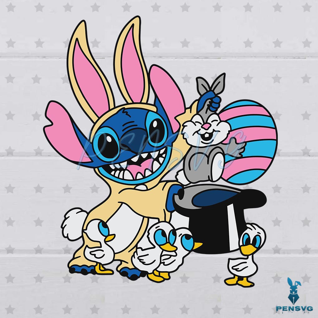 Stitch Easter Bunny SVG Digital File, Stitch Svg, Easter Egg Svg