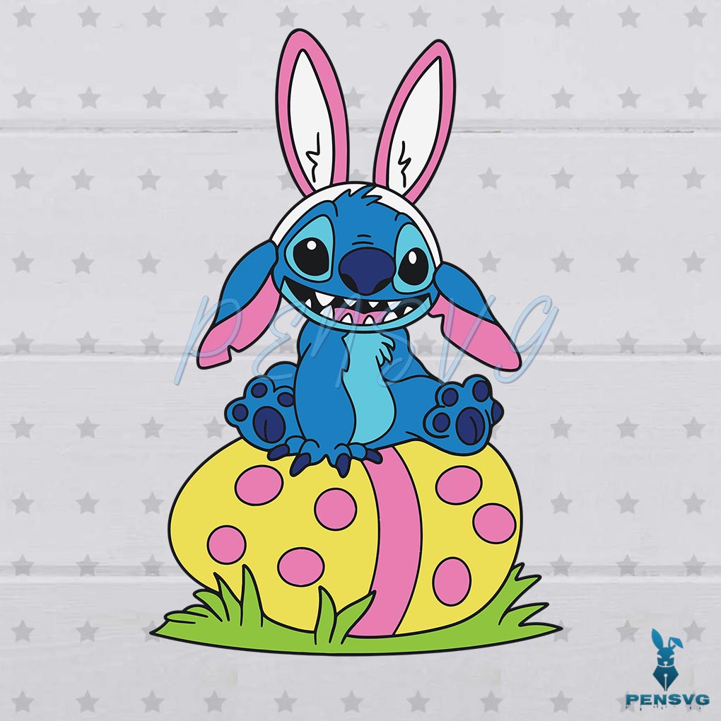 Stitch Easter Bunny SVG Digital File, Stitch Svg, Easter Egg
