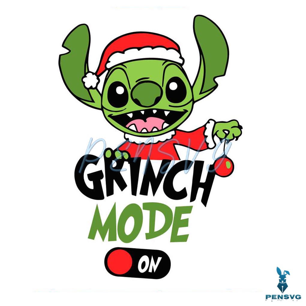 Stitch Grinch Mode On Christmas SVG Graphic Design File