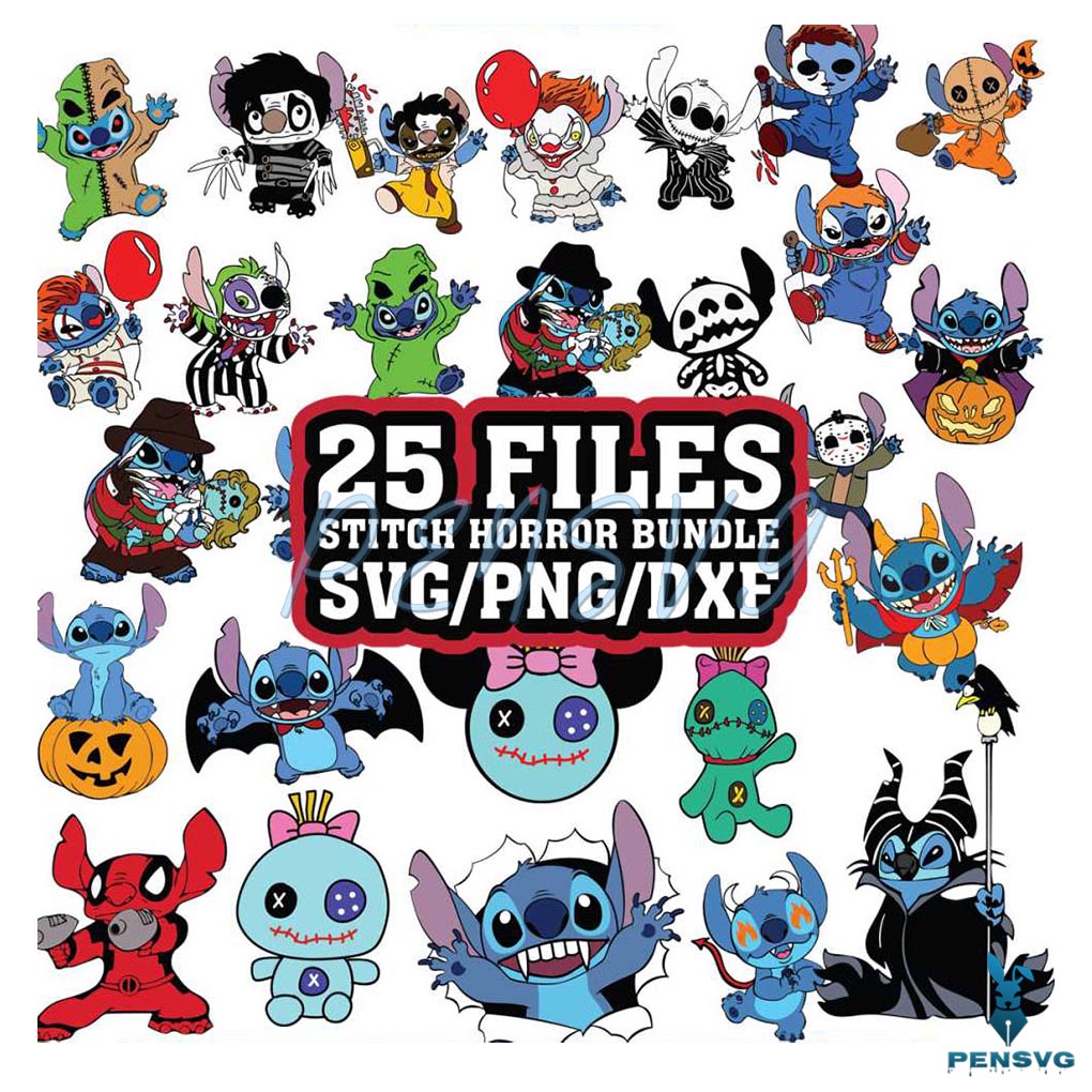 Stitch Halloween SVG Horror Cartoon SVG Bundle Digital Files