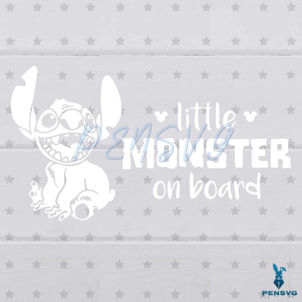 Stitch Little Monster On Board SVG Digital File, Disney Svg