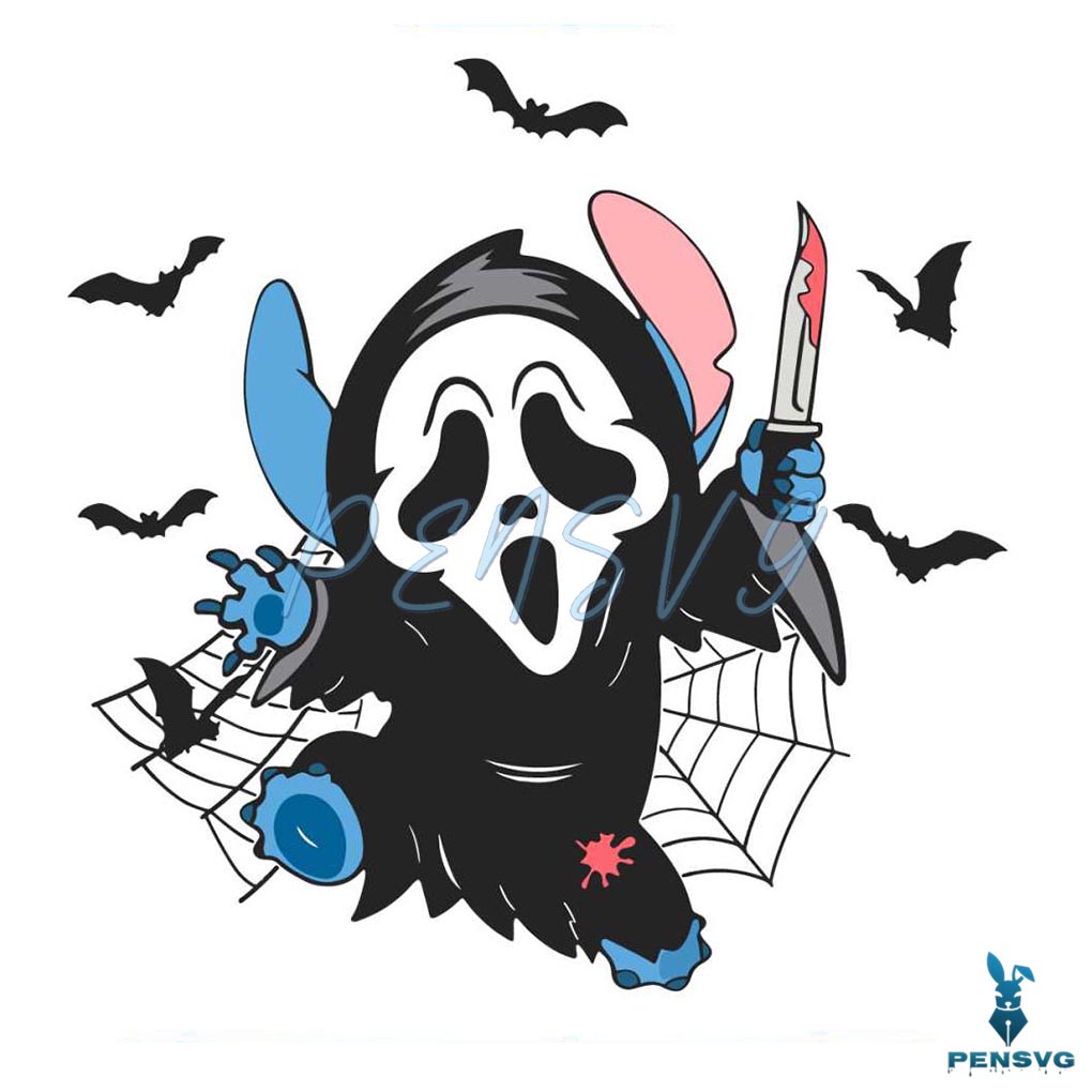 Stitch Scream Halloween Ghost Face SVG Graphic Design File