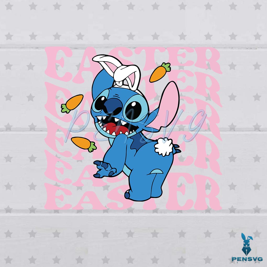 Stitch Spring Cute Easter Bunny SVG Graphic Designs Files