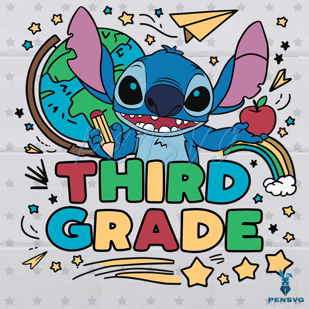 Stitch Third Grade School Back Svg