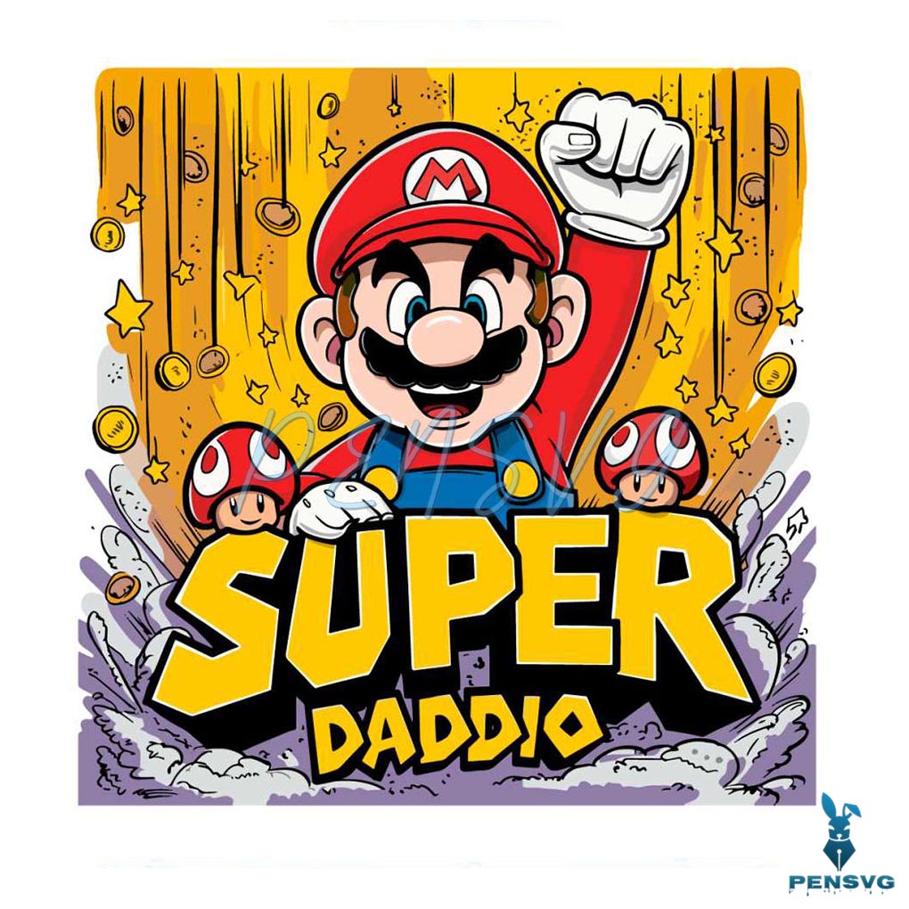 Super Daddio Funny Dad Mario SVG