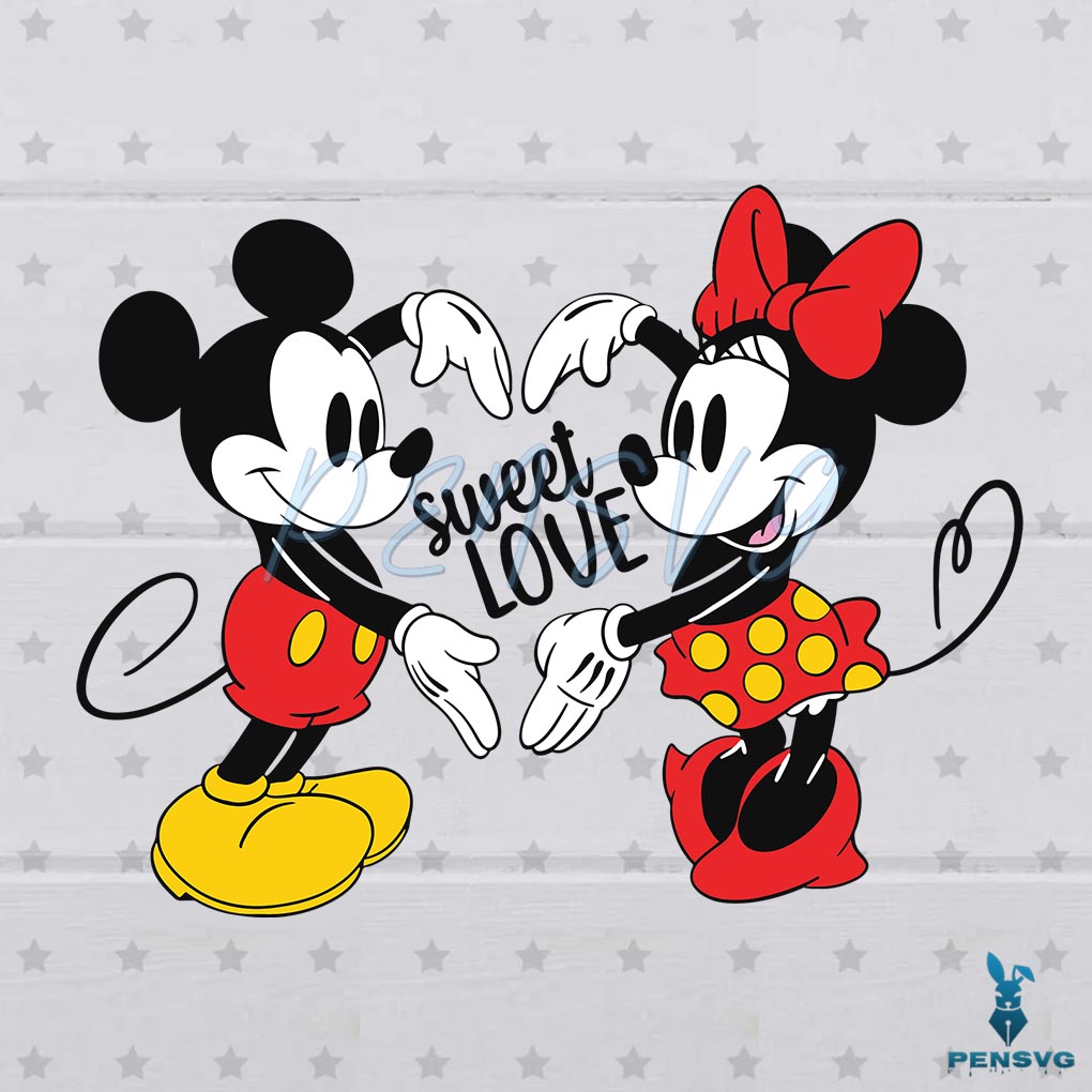 Sweet Love Mickey and Minnie Svg Digital File, Mickey Valentines Day