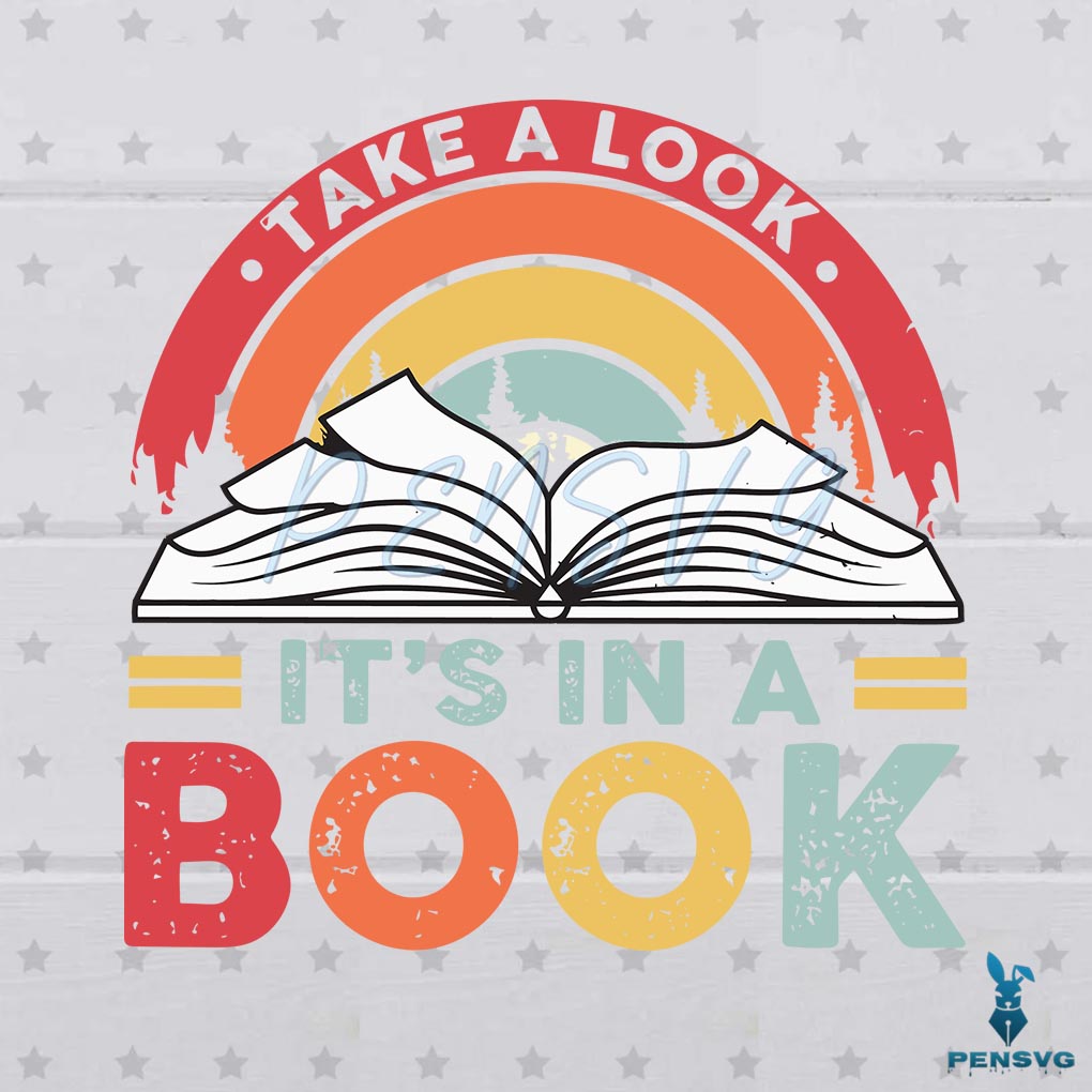 Take a look it's in a book reading vintage SVG Digital File