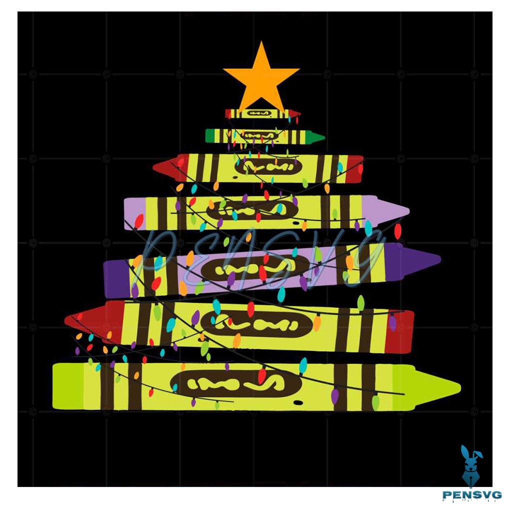 Teacher Christmas Crayon Tree Light Gifts Student Svg Cutting Files