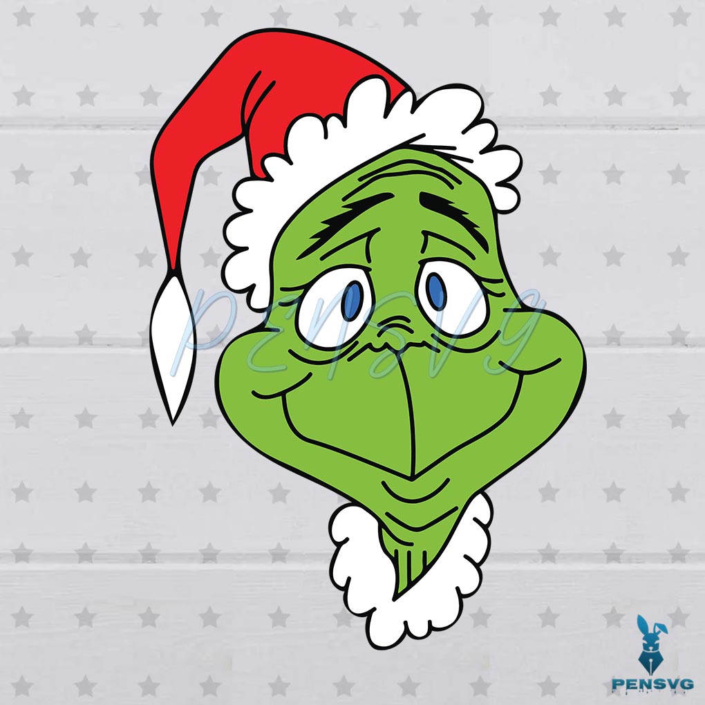 The Grinch Face Funny Grinchmas Santa Hat Svg