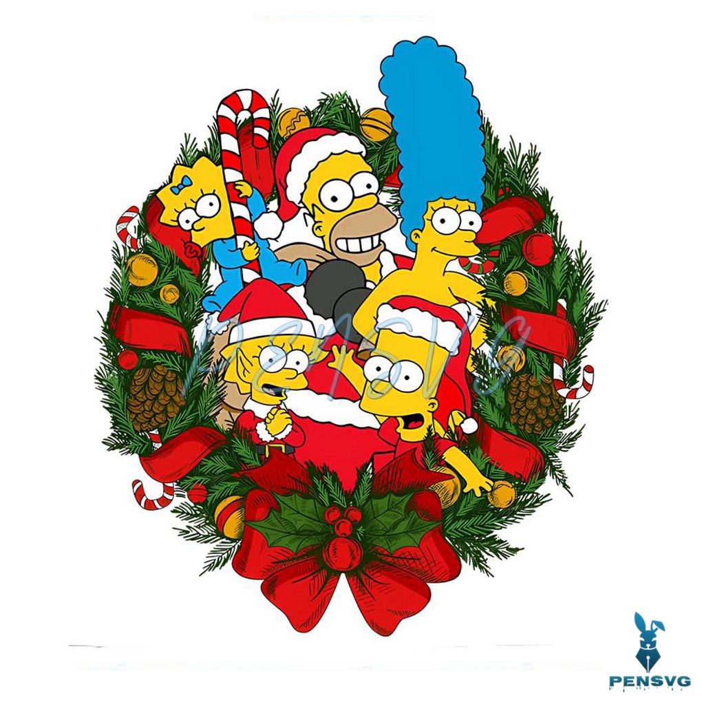The Simpsons Christmas Wreath PNG