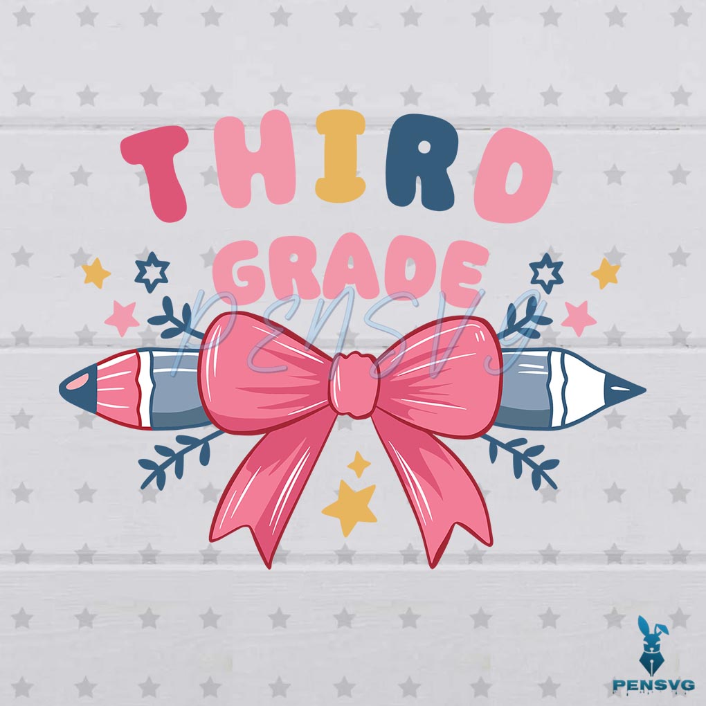 Third Grade Coquette Pencil Bow SVG