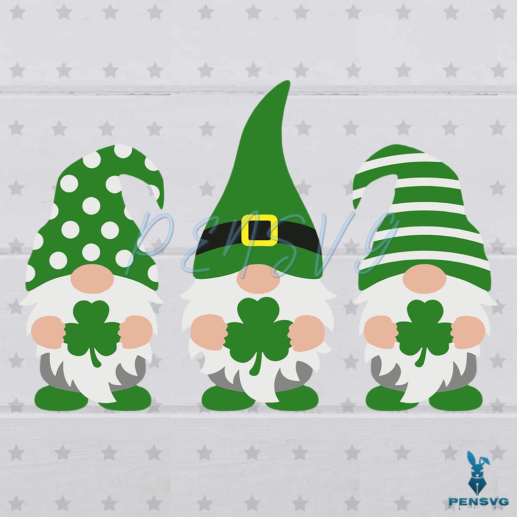 Three Gnomes St Patricks Day SVG Digital File, Gnome Svg