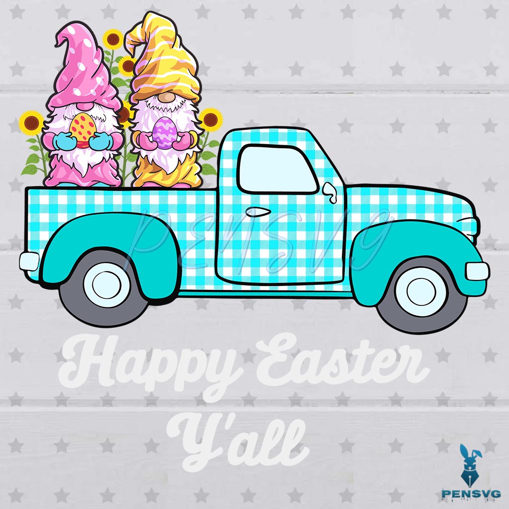 Truck Easter Gnome SVG Digital File, Easter Svg, Bunny Svg