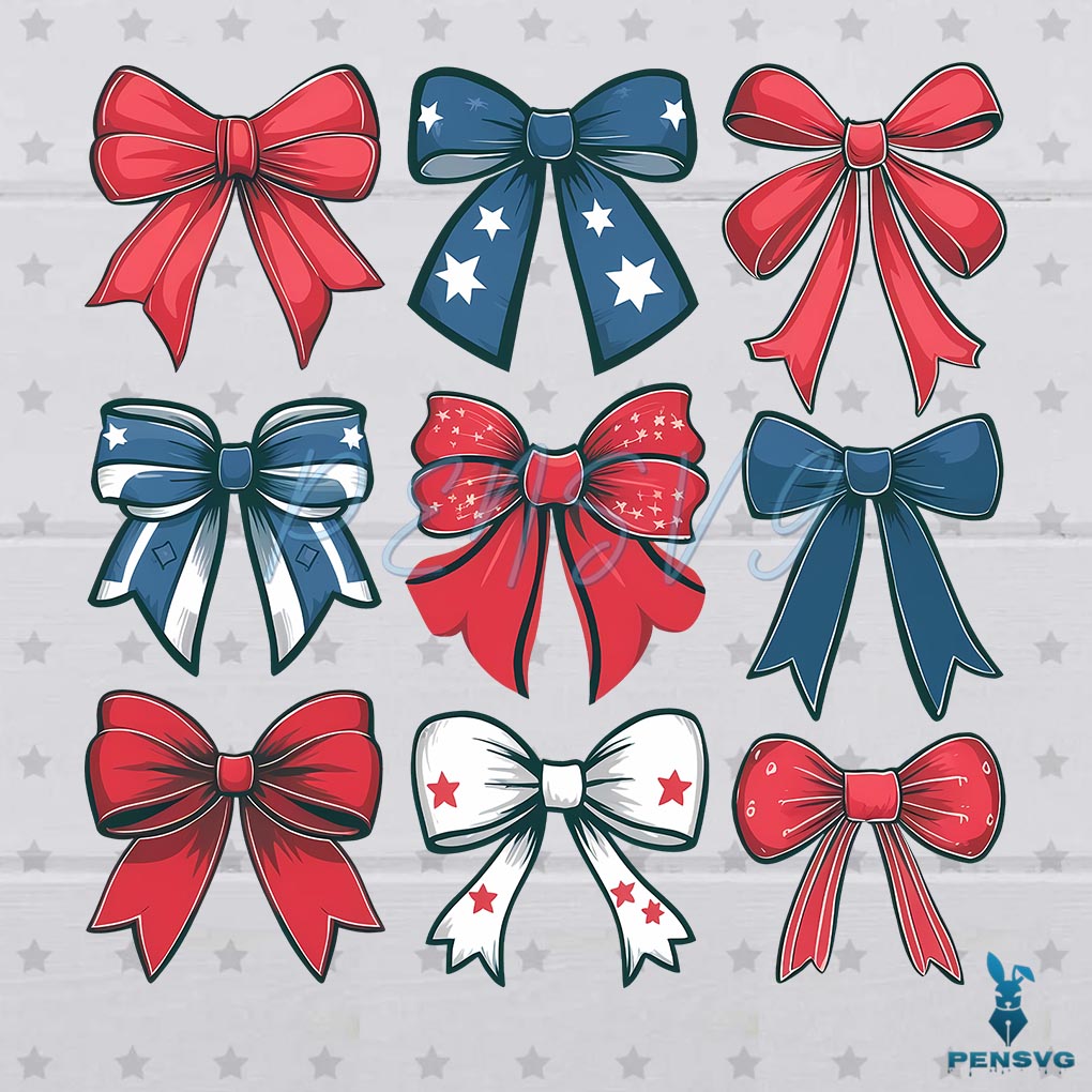 USA Bow Coquette America Bow For 4th Of July PNG