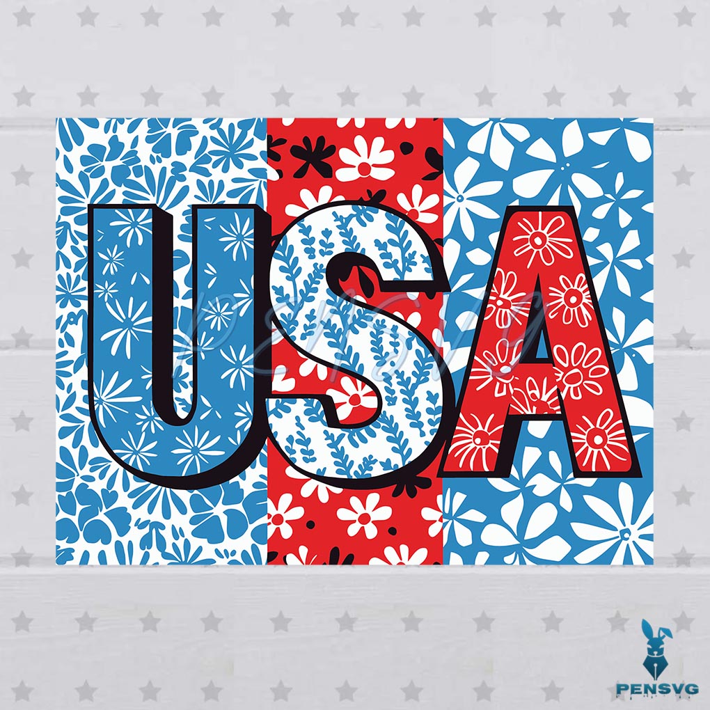USA Floral Flowers 4th Of July SVG