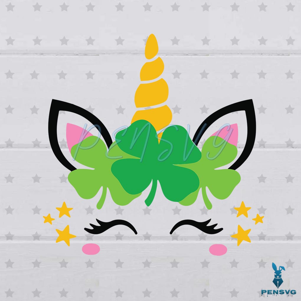 Unicorn Face St Patricks Day Girls Svg Digital File