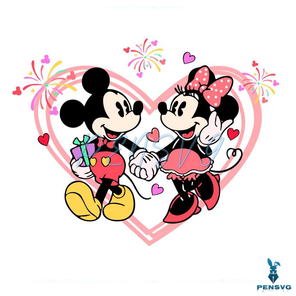 Valentine Mouse Hearts Mickey Minnie SVG