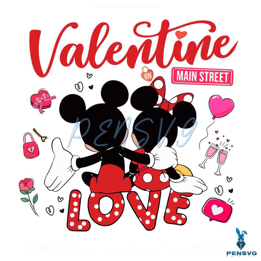 Valentine On Main Street Love Mickey Minnie SVG