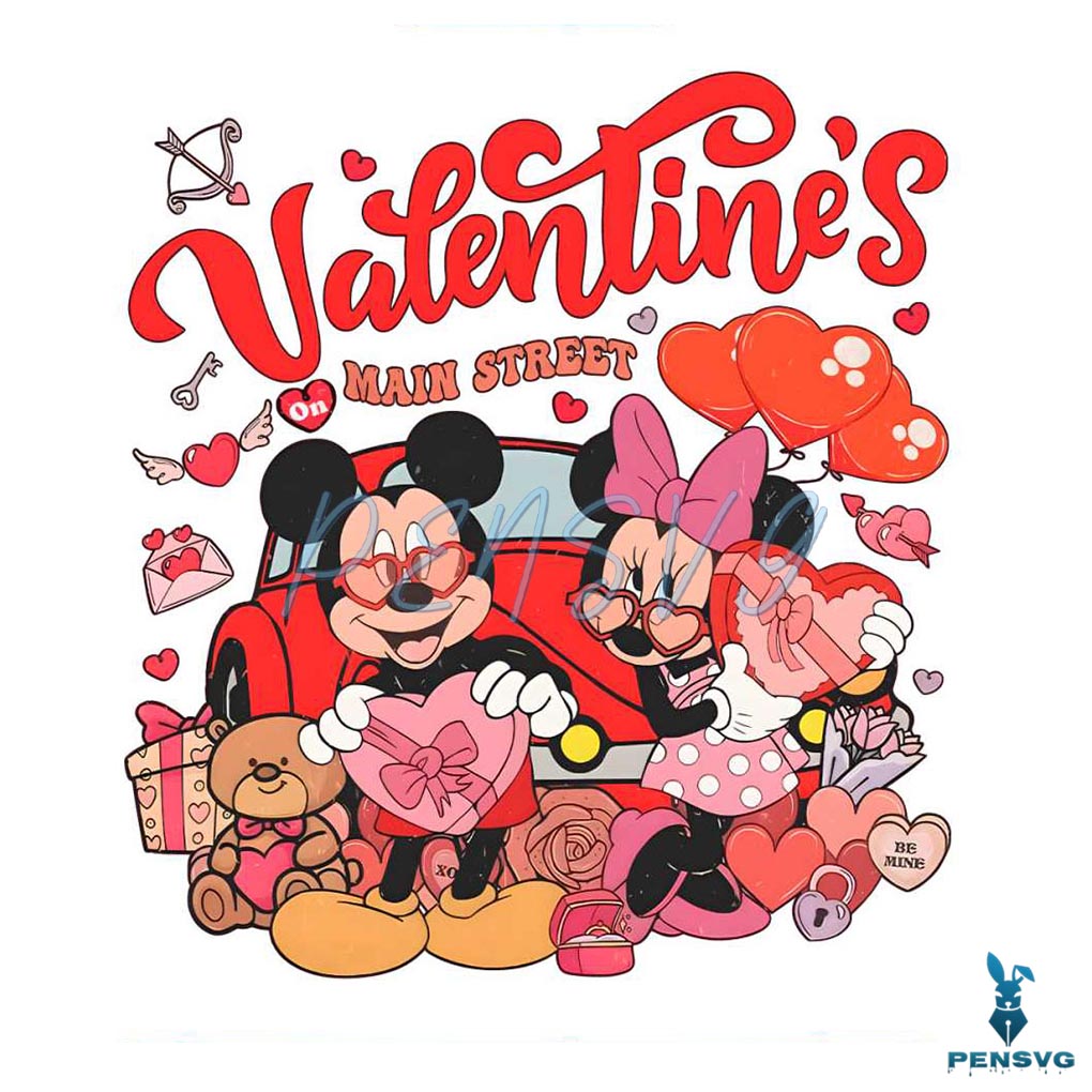 Valentine on Main Street Mickey Minnie PNG