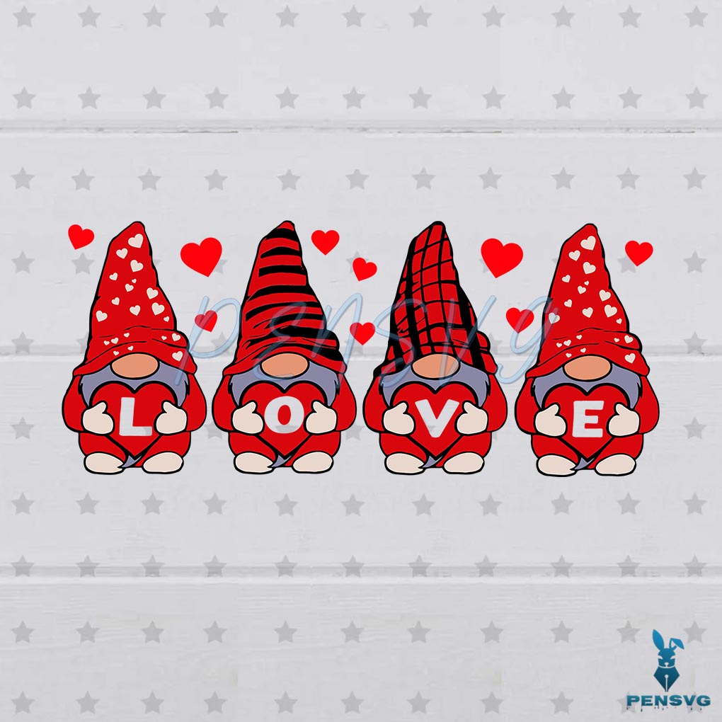 Valentines Day Gnome Love Svg Digital File, Valentine Red Gnomies Svg