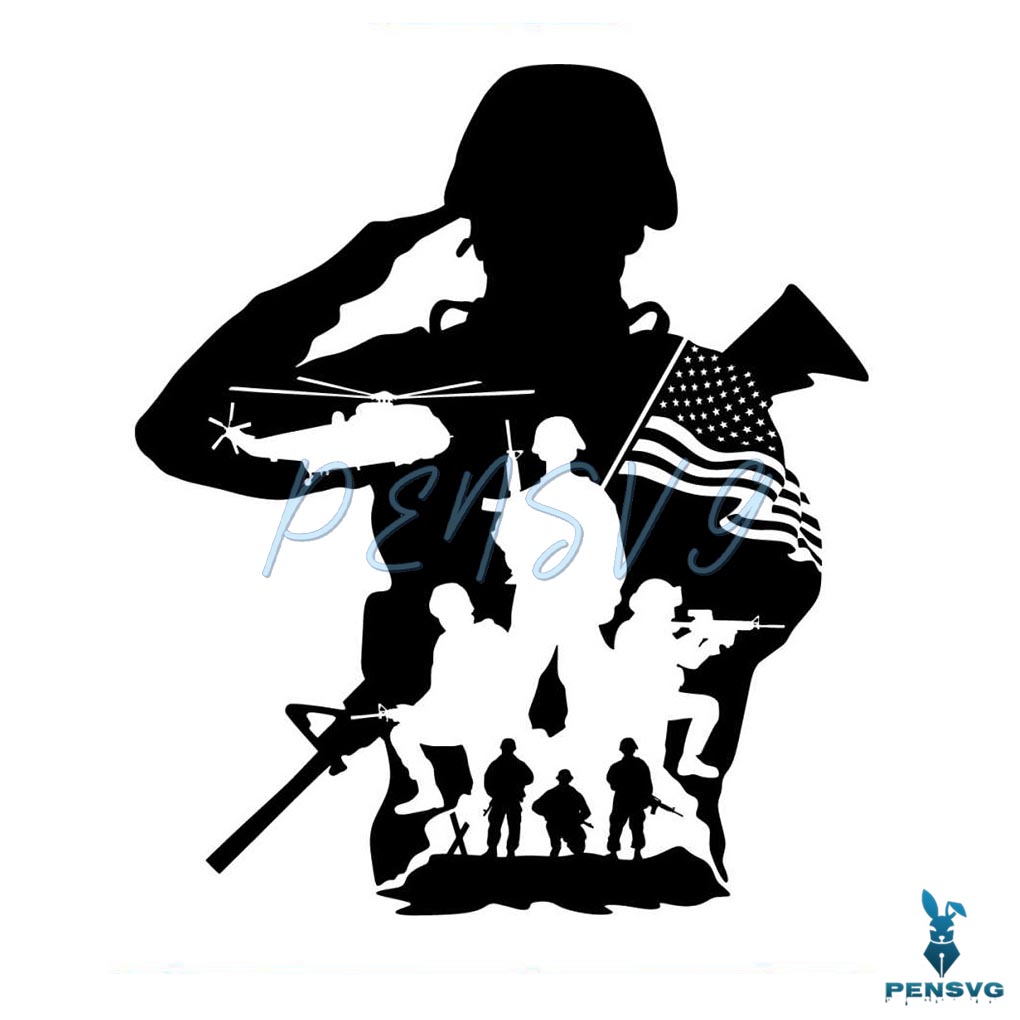 Vintage American Soldier SVG American Flag SVG Digital File