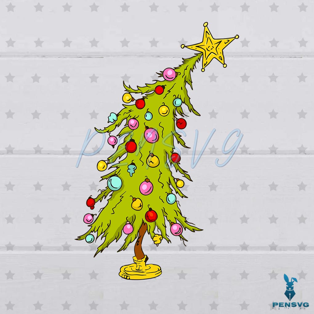 Vintage Bent Christmas Tree SVG Graphic Design File