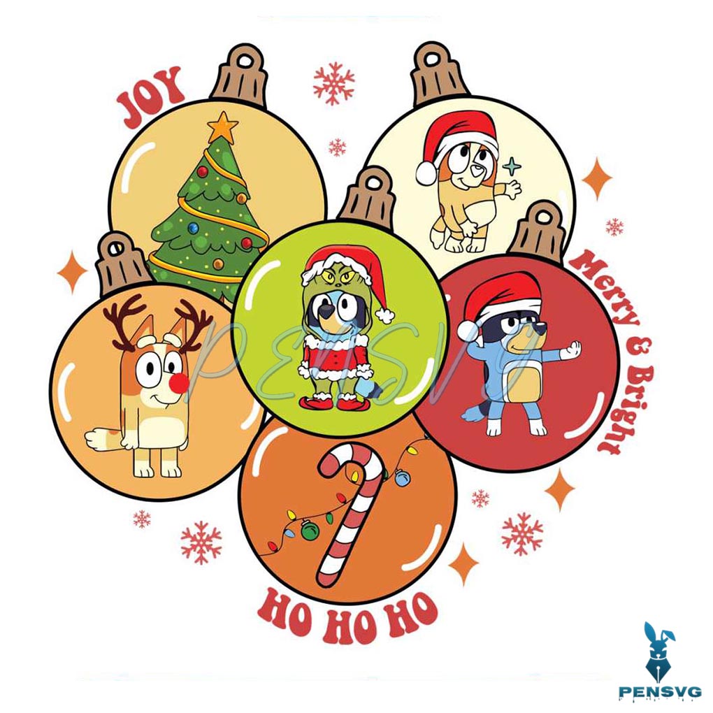 Vintage Bluey Family Christmas Lights SVG Graphic File