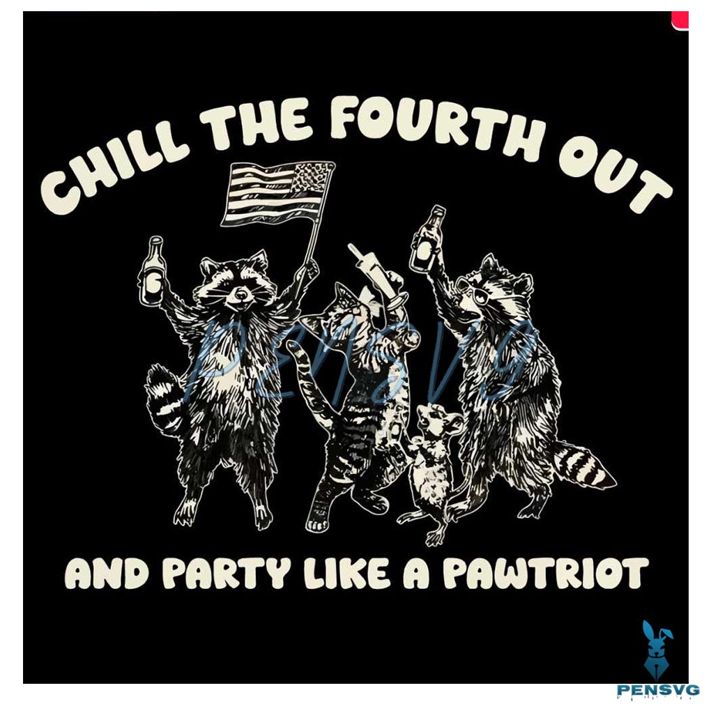 Vintage Chill The Fourth Out USA Flag Funny Racoon SVG