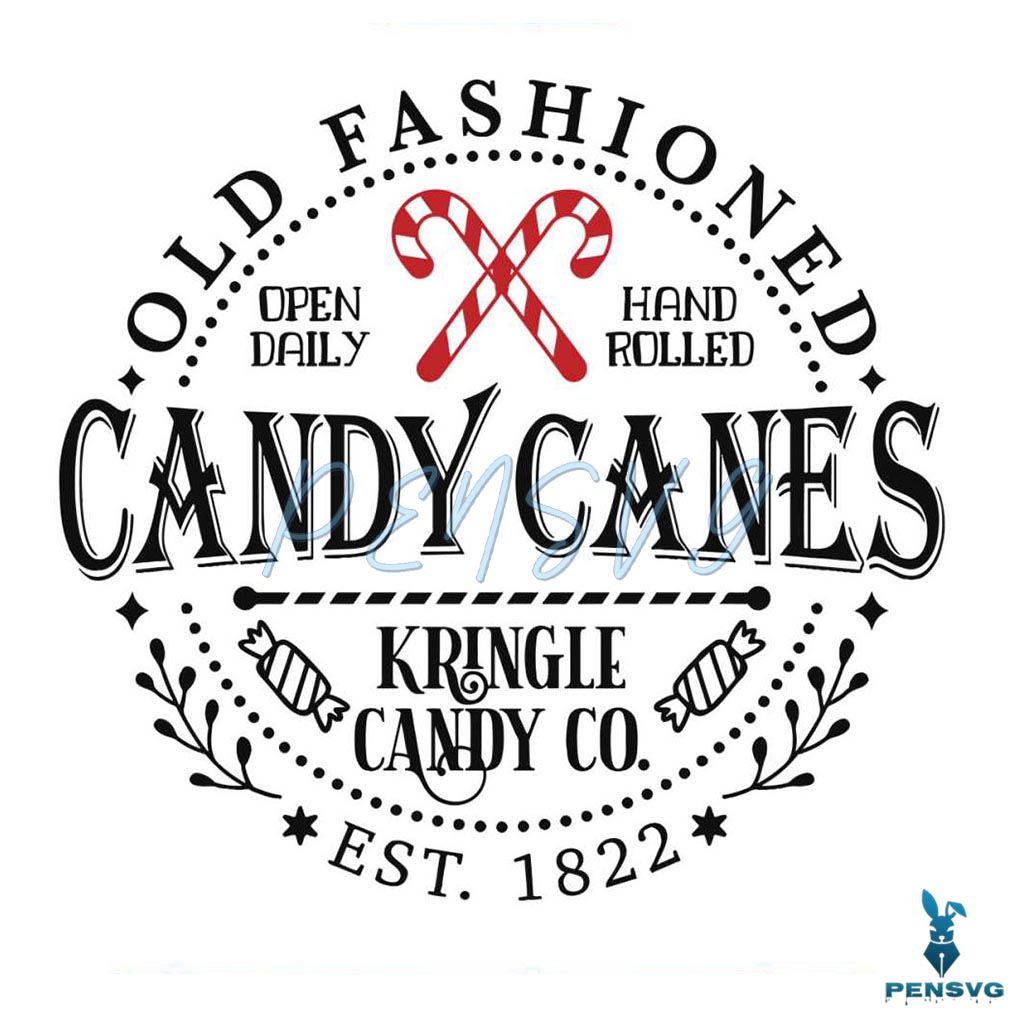 Vintage Christmas Candy Canes Est 1822 SVG Cricut File