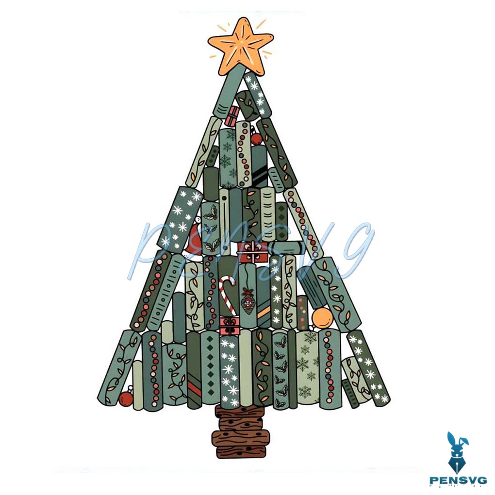 Vintage Christmas Tree Book PNG Sublimation Download