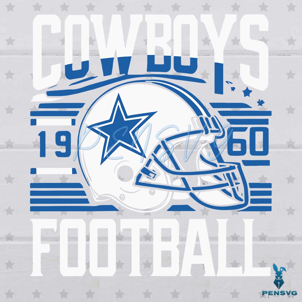 Vintage Cowboys Football Helmet 1960 Svg Digital Download