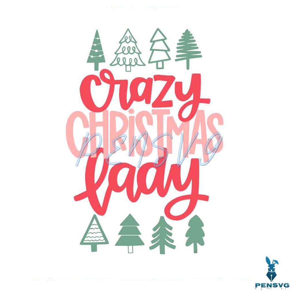 Vintage Crazy Christmas Lady SVG Graphic Design File