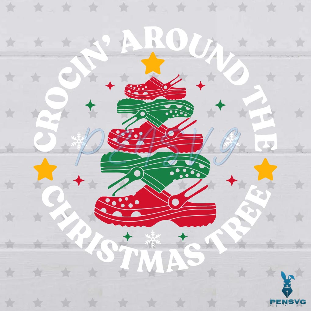Vintage Crockin Around The Christmas Tree SVG