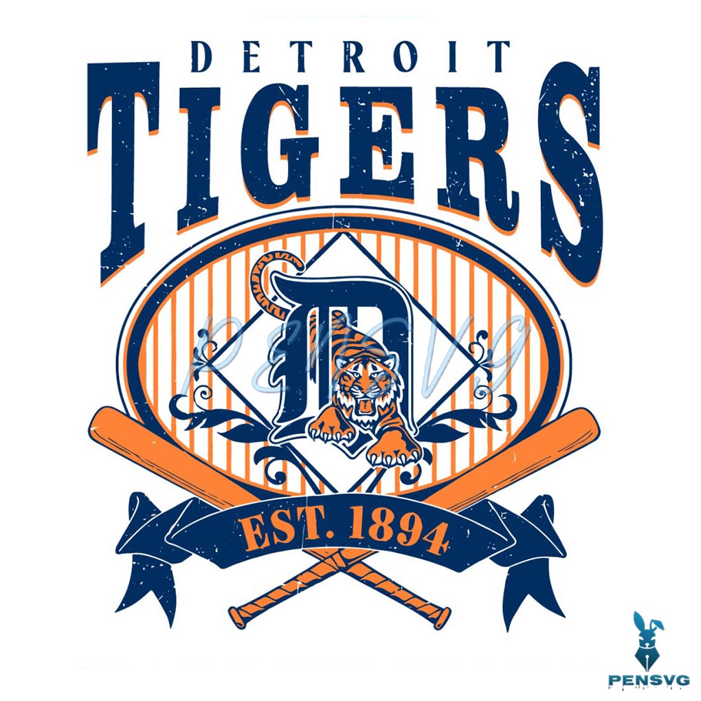 Vintage Detroit Tigers Est 1894 Logo SVG