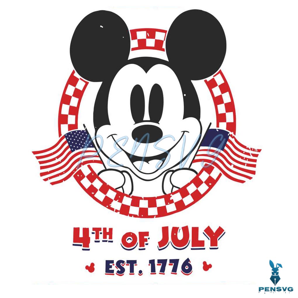 Vintage Disney 4th Of July Retro Mickey Head Svg Cutting File