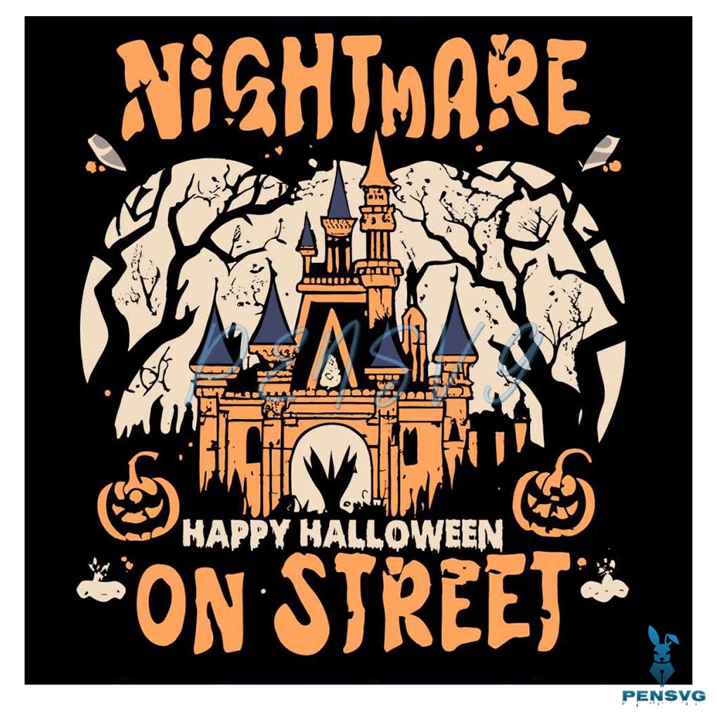 Vintage Disney Castle Halloween Nightmare On Street SVG