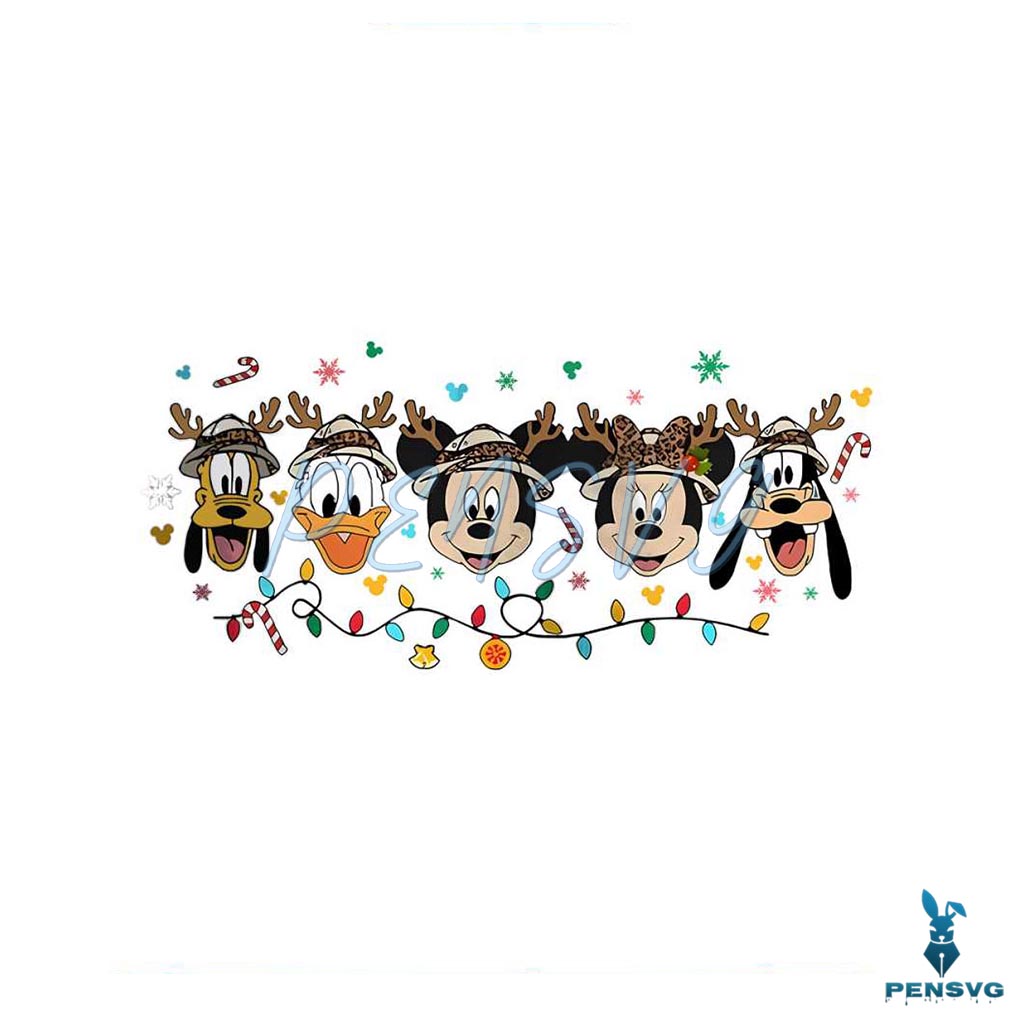 Vintage Disney Mickey And Friend Christmas Light PNG File