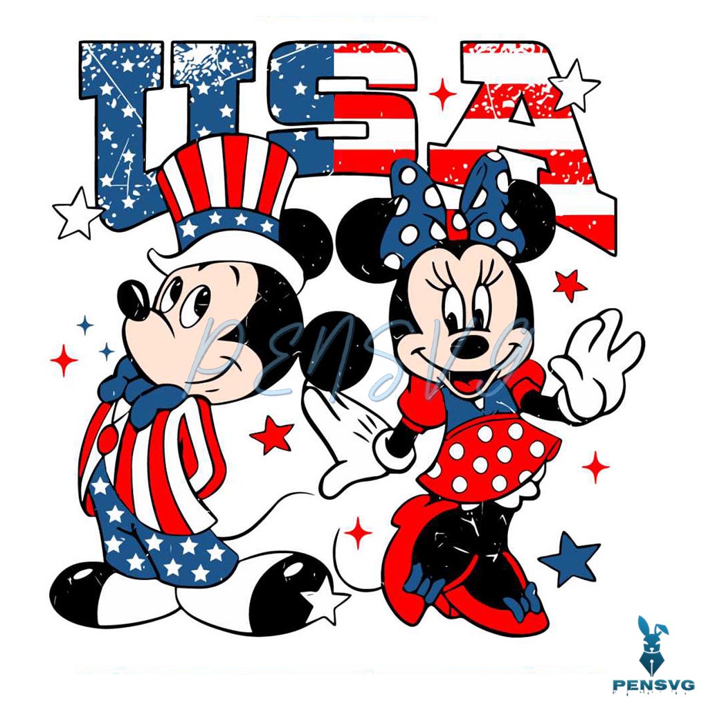 Vintage Disney Mickey And Minnie 4th Of July Patriotic Day SVG Files