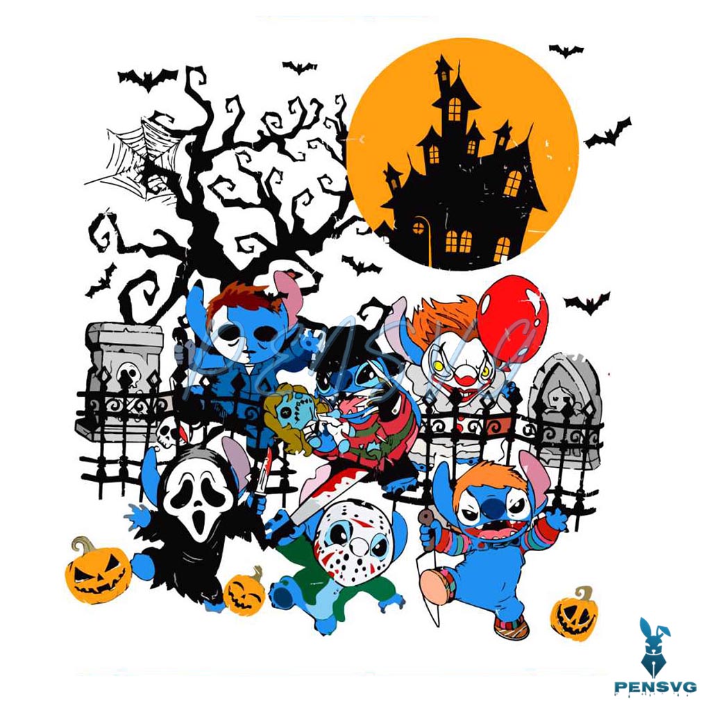 Vintage Disney Stitch Horror Halloween SVG Cutting File