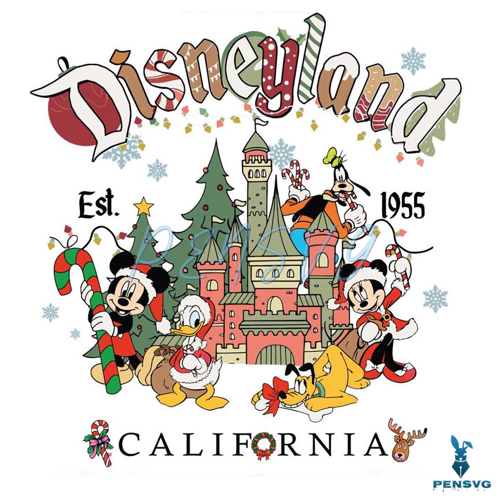 Vintage Disneyland Mickey And Friend Castle Christmas SVG