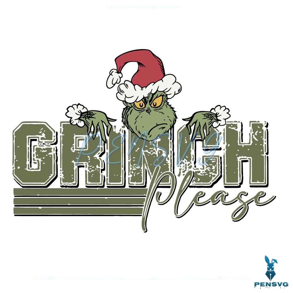 Vintage Grinch Please Santa Hat SVG