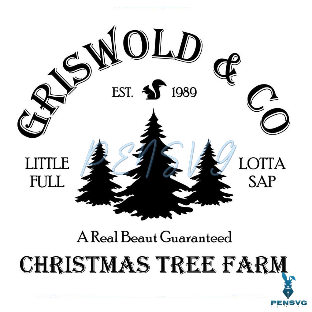 Vintage Griswold And Co Est 1989 Christmas Tree Farm Svg Silhouette