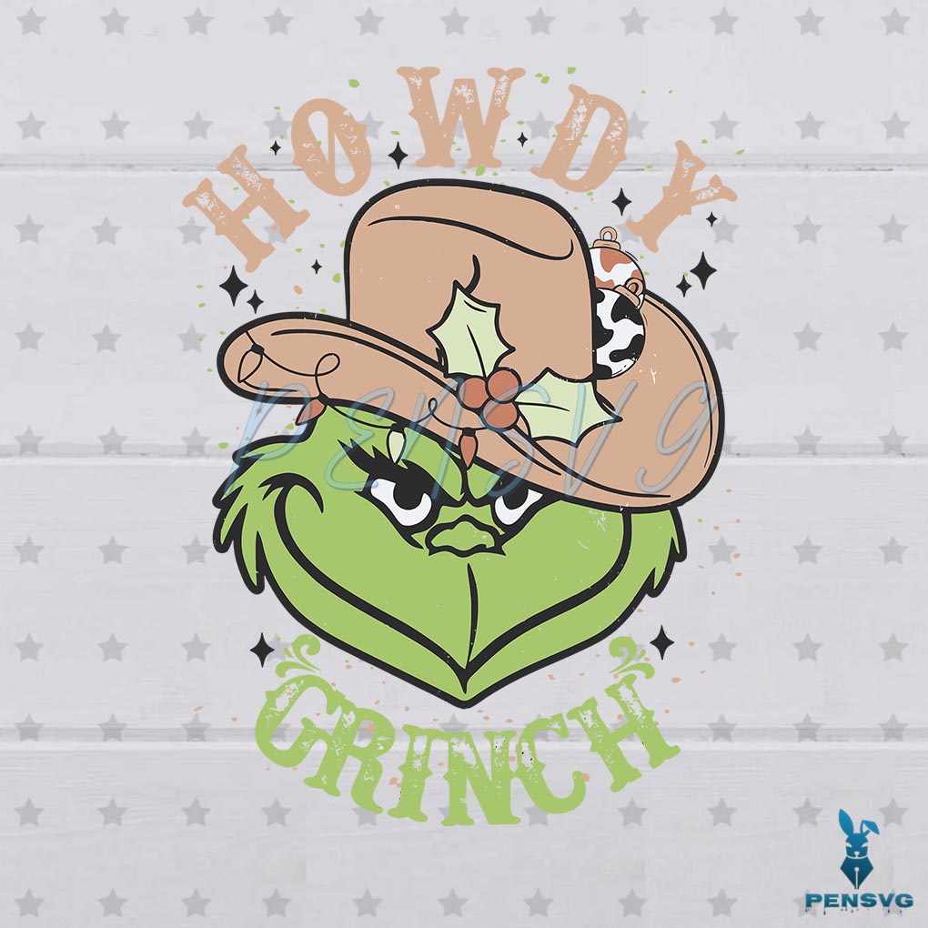 Vintage Howdy Grinch Western Christmas SVG Cricut File