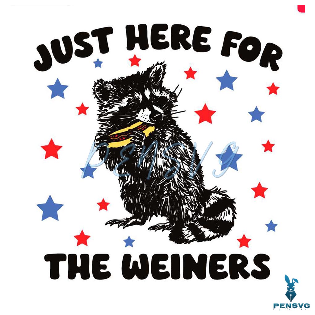 Vintage Just Here For The Wieners Racoon American Flag SVG