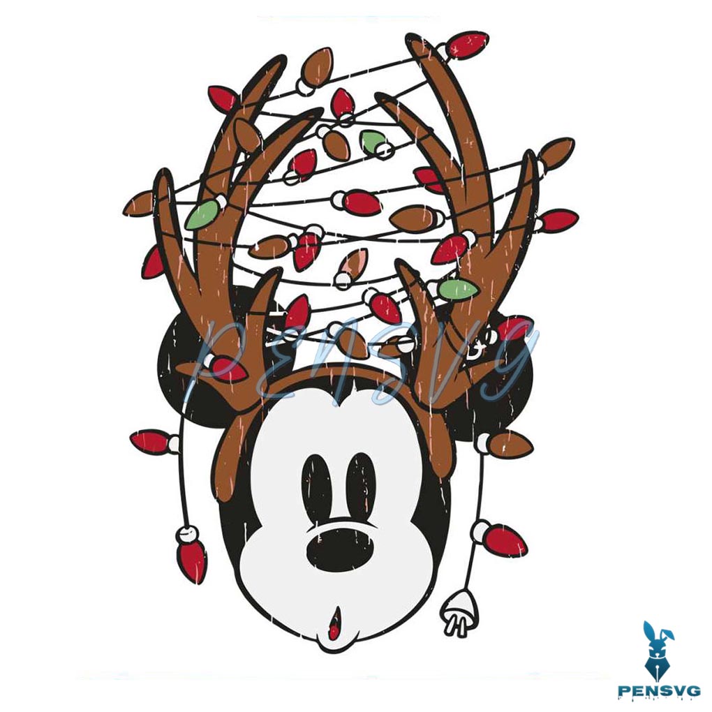 Vintage Mickey Christmas Lights SVG Cutting Digital File