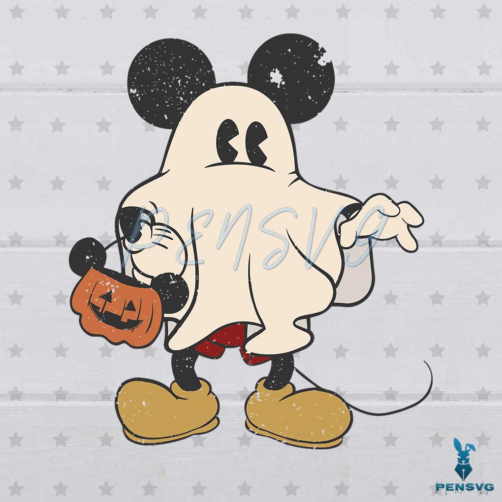 Vintage Mickey Ghost Pumpkin SVG Disney Halloween SVG